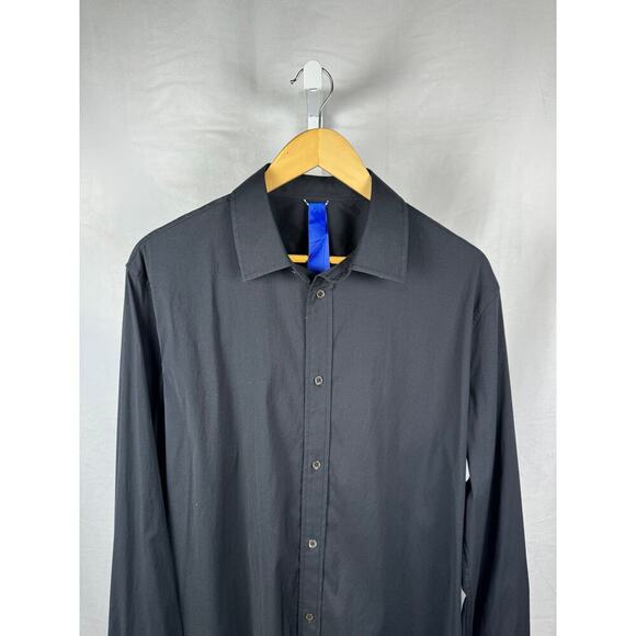 Kit and Ace Long Sleeve Button Up Dress Shirt Black Men's Size Large - Picture 2 of 5